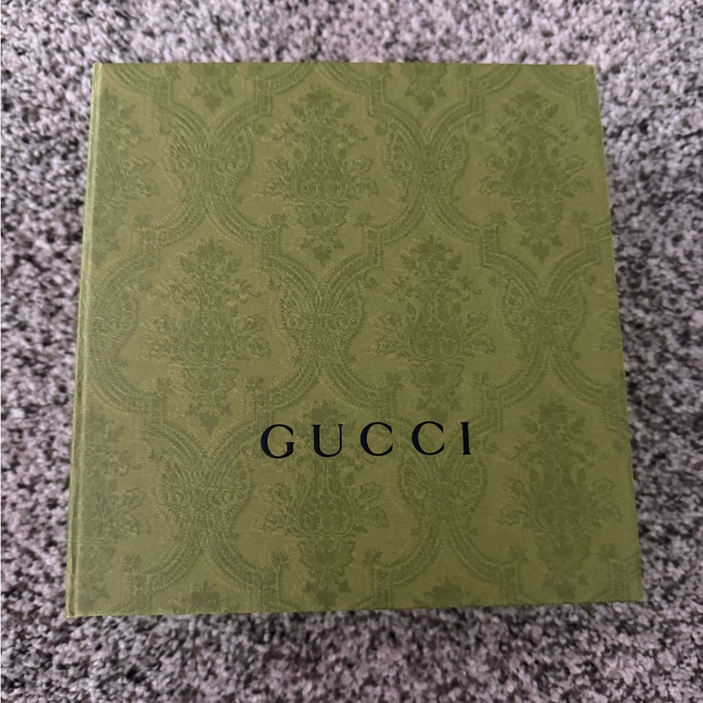 Gucci Olive Green Patterned Box with ribbon